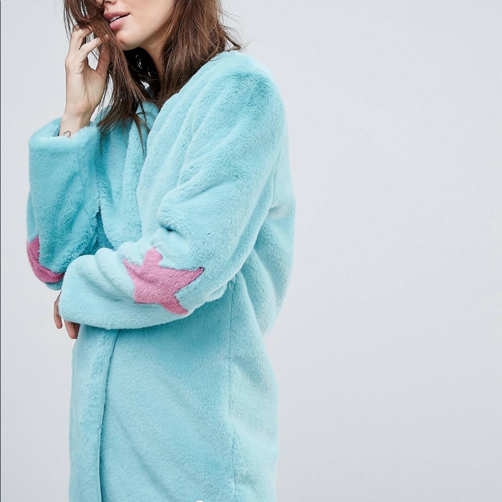 Turquoise Faux Fur Jacket